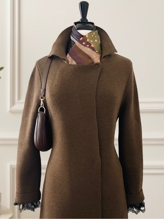 Eileen Fisher Jackets & Blazers - Eileen Fisher Knit Long Coat Cardigan Merino Wool Medium Brown Lagenlook Office